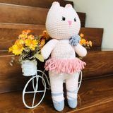  MÈO BA LÊ - 37CM - Thú bông bằng len handmade, Thú len nhồi bông Amigurumi, Búp bê len handmade cao cấp NemoToys 