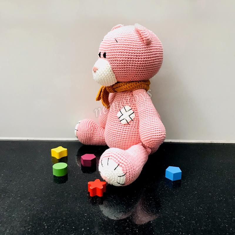 GẤU POOH HỒNG (41cm) - Thú bông bằng len handmade NemoToys, Thú len nhồi bông Amigurumi