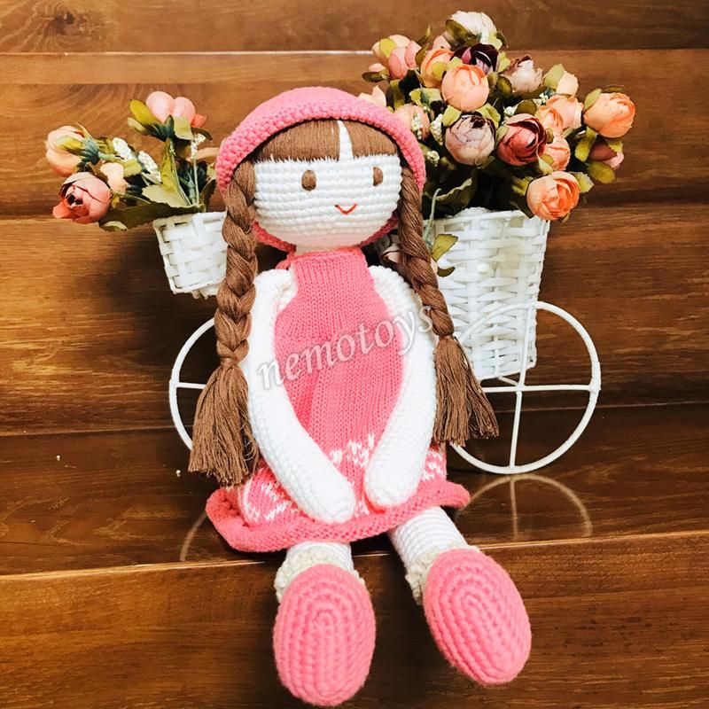  CÔNG CHÚA NÓN HỒNG - 40CM - Búp bê len Amigurumi, Búp bê bằng len handmade NemoToys 