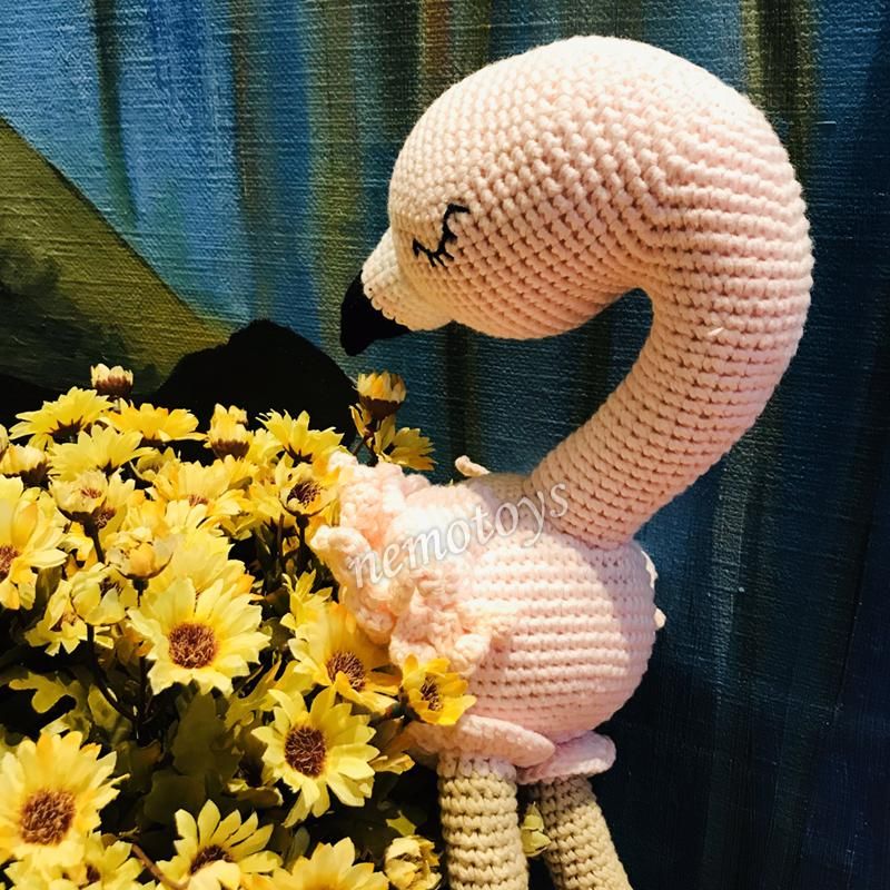 HỒNG HẠC - 40CM - Thú bông bằng len handmade, Thú len nhồi bông Amigurumi, Búp bê len handmade cao cấp NemoToys