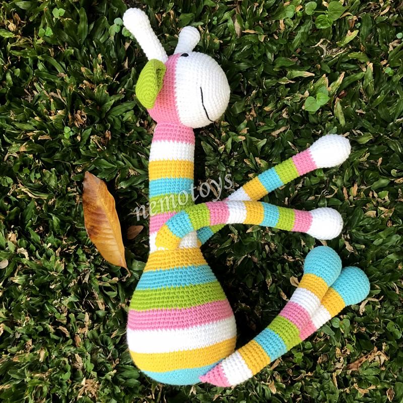 HƯƠU CAO CỔ 7 SẮC CẦU VỒNG COU COU - 70 CM - Thú bông bằng len handmade, Thú len nhồi bông Amigurumi, Búp bê len handmade cao cấp NemoToys