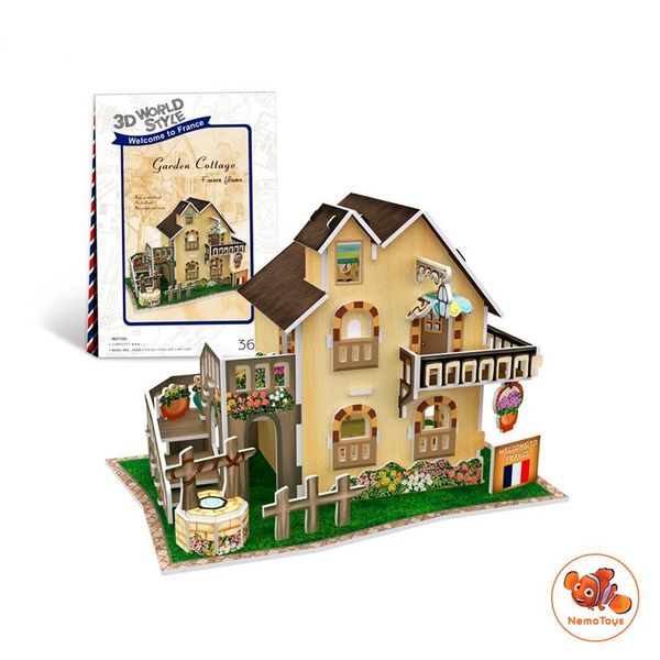  Mô hình giấy 3D CubicFun - Bộ nhà truyền thống Pháp - Garden Cottage - W3118h 