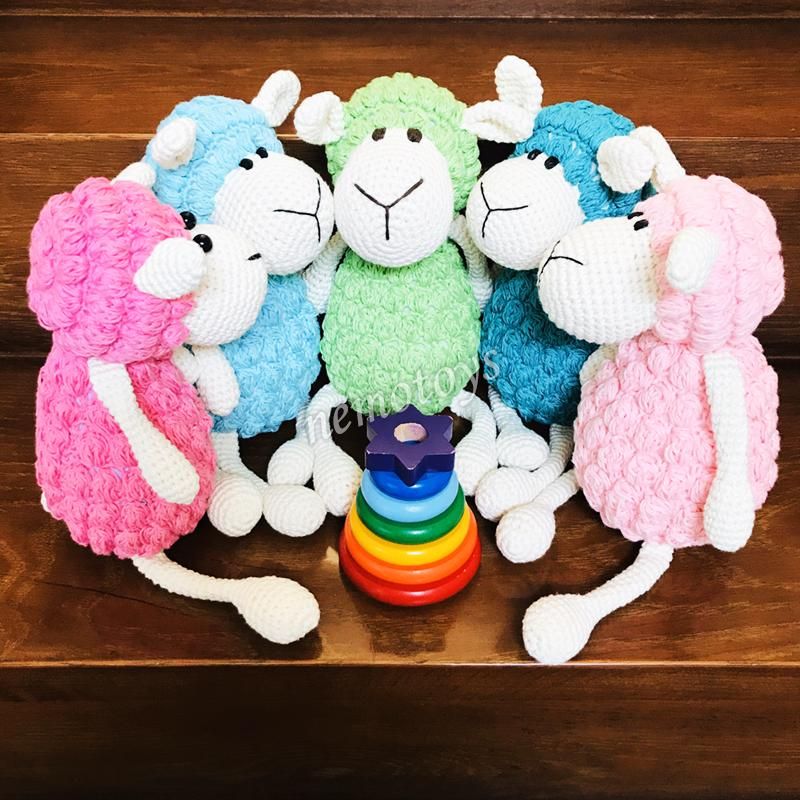 BÉ CỪU SẮC MÀU - 30CM - Thú bông bằng len handmade, Thú len nhồi bông Amigurumi, Búp bê len handmade cao cấp NemoToys