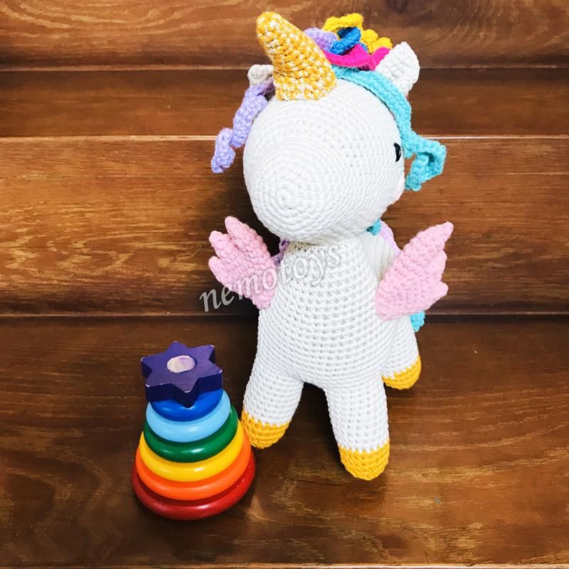  KỲ LÂN SẮC MÀU - 30CM - Thú bông bằng len handmade, Thú len nhồi bông Amigurumi, Búp bê len handmade cao cấp NemoToys 