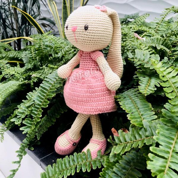  THỎ ĐIỆU ĐÀ (35cm) - Thú bông bằng len handmade, Thú len nhồi bông Amigurumi, Búp bê len handmade cao cấp NemoToys 