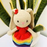  THỎ CẦU VỒNG - 35CM -Thú bông bằng len handmade, Thú len nhồi bông Amigurumi, Búp bê len handmade cao cấp NemoToys 