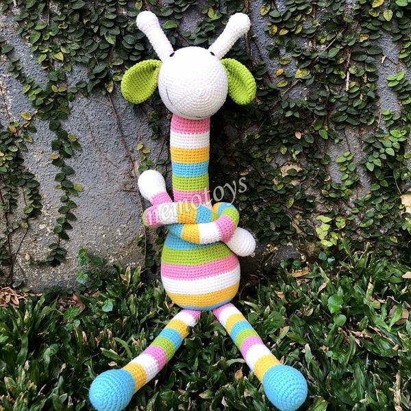  HƯƠU CAO CỔ 7 SẮC CẦU VỒNG COU COU - 70 CM - Thú bông bằng len handmade, Thú len nhồi bông Amigurumi, Búp bê len handmade cao cấp NemoToys 