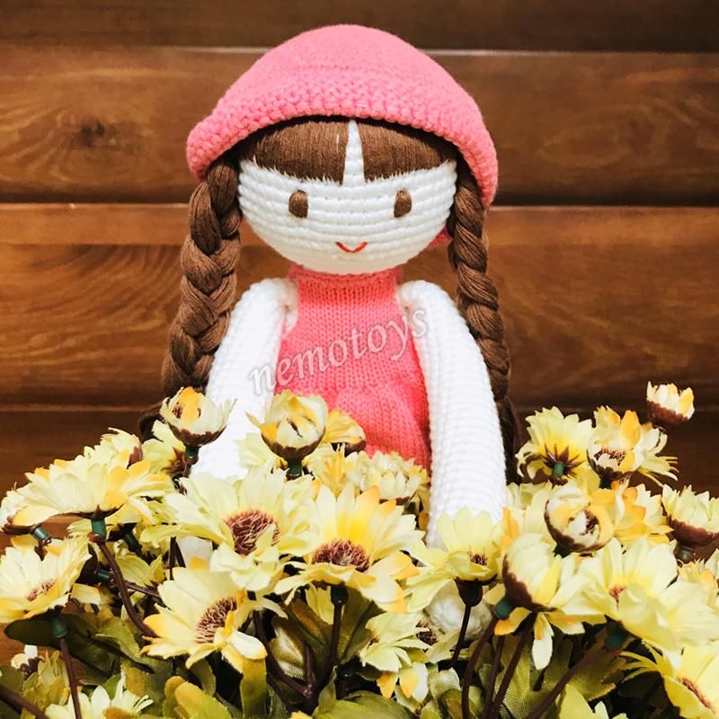  CÔNG CHÚA NÓN HỒNG - 40CM - Búp bê len Amigurumi, Búp bê bằng len handmade NemoToys 