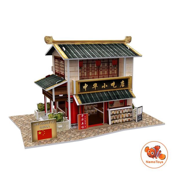  Mô hình giấy 3D CubicFun - Bộ nhà truyền thống Trung Quốc - Chinese Snack Shop- W3129h 