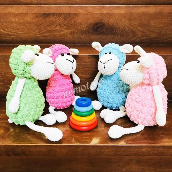  BÉ CỪU SẮC MÀU - 30CM - Thú bông bằng len handmade, Thú len nhồi bông Amigurumi, Búp bê len handmade cao cấp NemoToys 