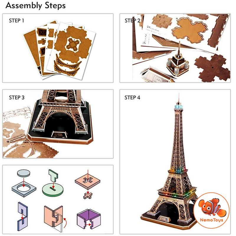Mô hình giấy 3D CubicFun - Tháp Eiffel - Pháp (MC091h)
