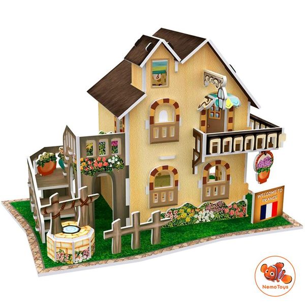  Mô hình giấy 3D CubicFun - Bộ nhà truyền thống Pháp - Garden Cottage - W3118h 