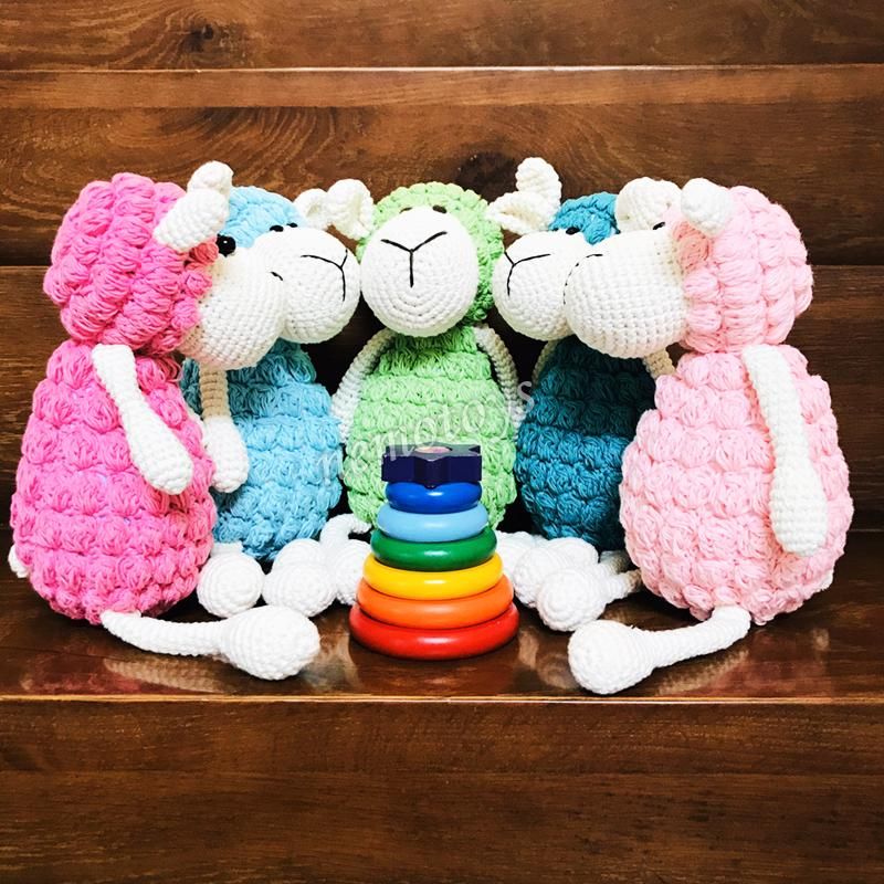  BÉ CỪU SẮC MÀU - 30CM - Thú bông bằng len handmade, Thú len nhồi bông Amigurumi, Búp bê len handmade cao cấp NemoToys 