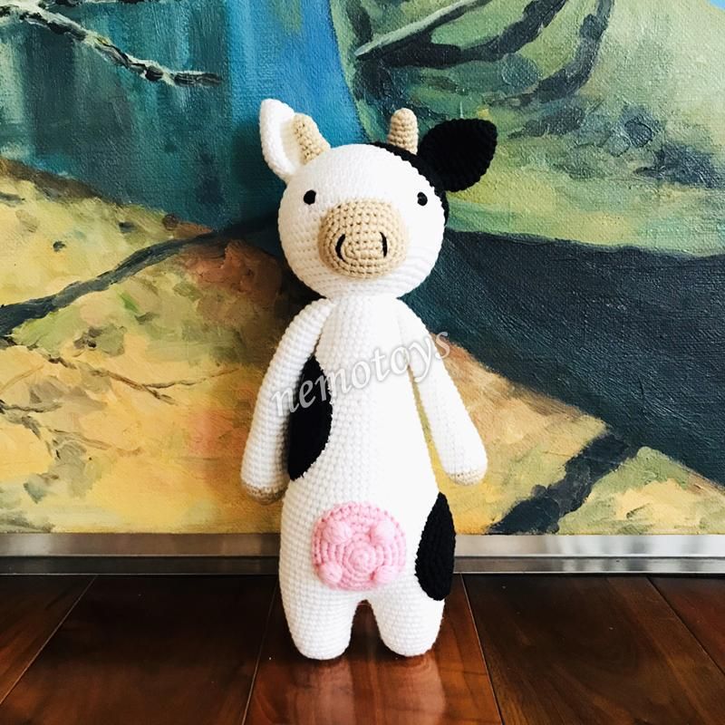  BÒ SỮA LITA - 32CM - Thú bông bằng len handmade NemoToys, Thú len nhồi bông Amigurumi 