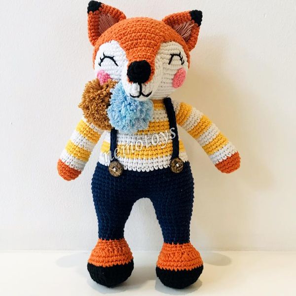  CÁO FIN ÁO SỌC - 30CM - Thú bông bằng len handmade, Thú len nhồi bông Amigurumi, Búp bê len handmade cao cấp NemoToys 