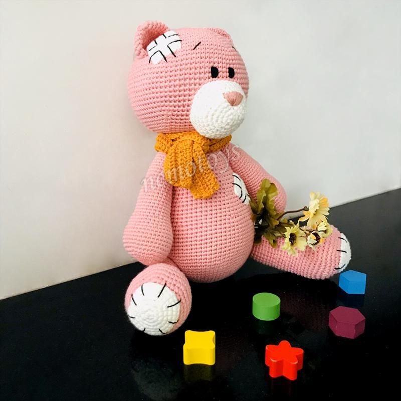 GẤU POOH HỒNG (41cm) - Thú bông bằng len handmade NemoToys, Thú len nhồi bông Amigurumi