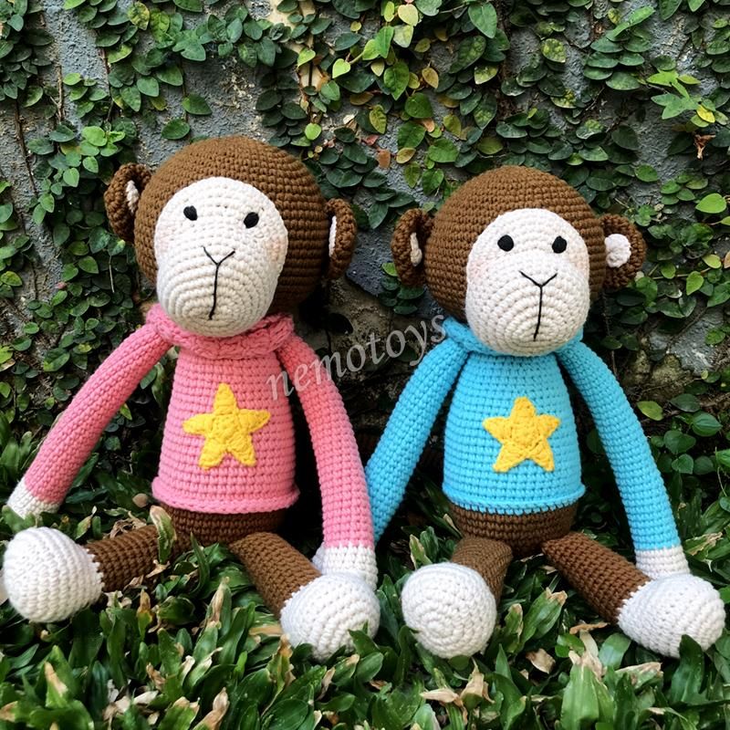 KHỈ SAO ANDY (35CM) - Thú bông bằng len handmade, Thú len nhồi bông Amigurumi, Búp bê len handmade cao cấp NemoToys