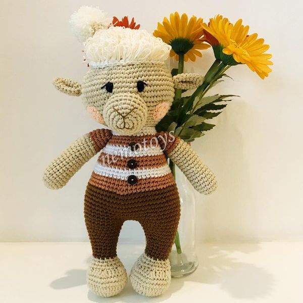  CỪU SAMMY ÁO SỌC - 33CM - Thú bông bằng len handmade, Thú len nhồi bông Amigurumi, Búp bê len handmade cao cấp NemoToys 