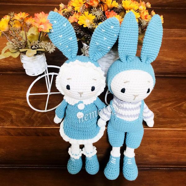  THỎ KHÚC CÂY XANH - 40CM - Thú bông bằng len handmade, Thú len nhồi bông Amigurumi, Búp bê len handmade cao cấp NemoToys 