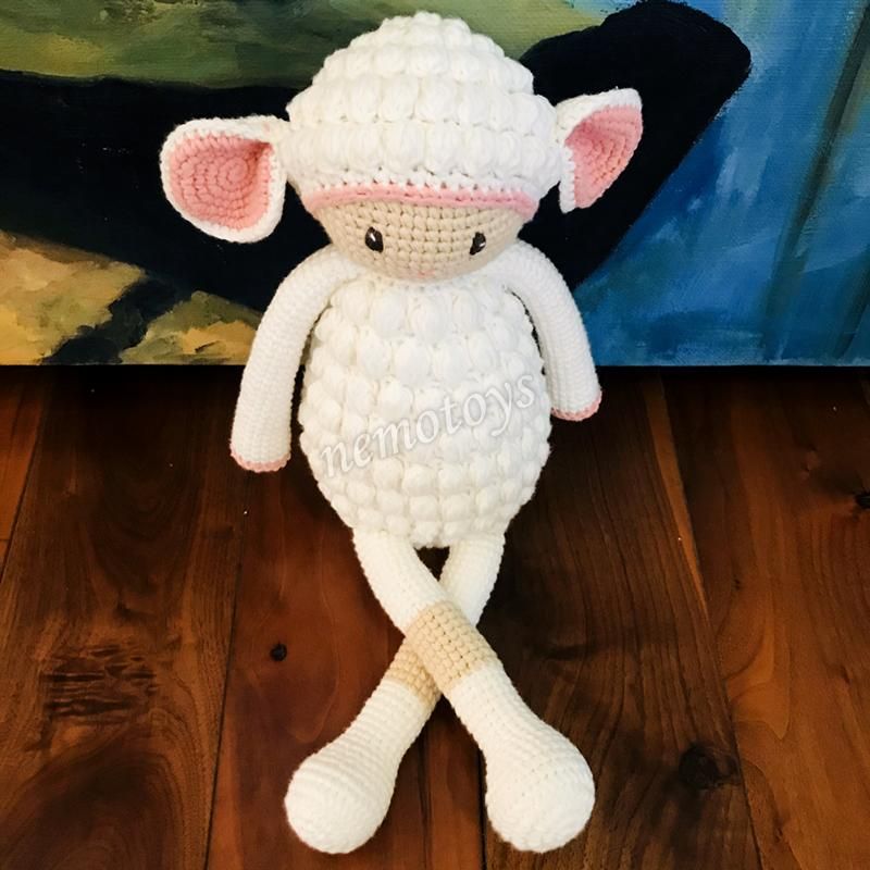  CỪU TRẮNG BOBBY - 45CM - Thú bông bằng len handmade, Thú len nhồi bông Amigurumi, Búp bê len handmade cao cấp NemoToys 