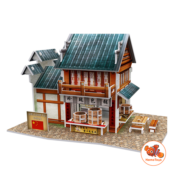  Mô hình giấy 3D CubicFun - Bộ nhà truyền thống Trung Quốc-Linglong Steamed Stuffed Bum Shop-W3132h 