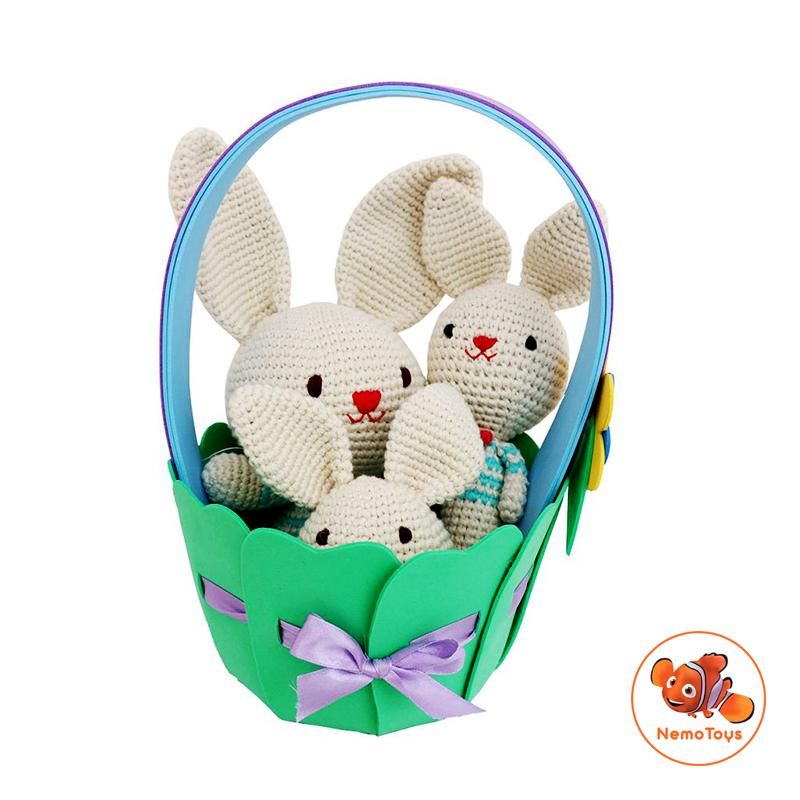 Thú len Handmade -Set Quà Newborn Thỏ Trai