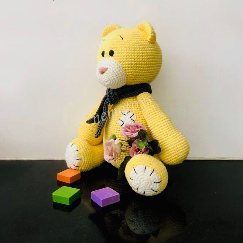 GẤU POOH VÀNG (41cm) - Thú bông bằng len handmade NemoToys, Thú len nhồi bông Amigurumi