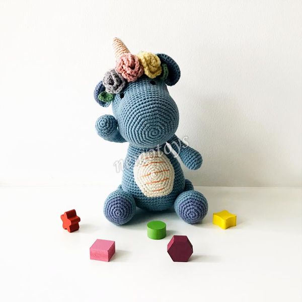  RỒNG XANH (30cm) - Thú bông bằng len handmade, Thú len nhồi bông Amigurumi 