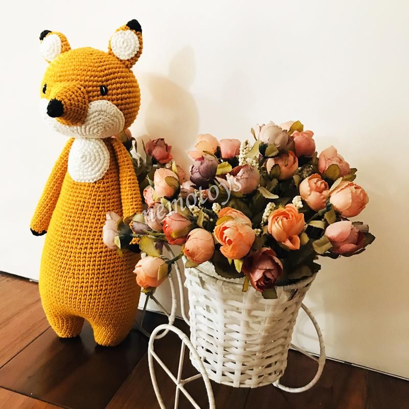 CÁO CAM ĐÁNG YÊU - 38CM - Thú bông bằng len handmade, Thú len nhồi bông Amigurumi, Búp bê len handmade cao cấp NemoToys