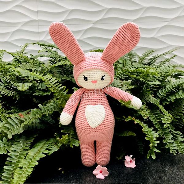  THỎ HỒNG (35cm) - Thú bông bằng len handmade, Thú len nhồi bông Amigurumi 