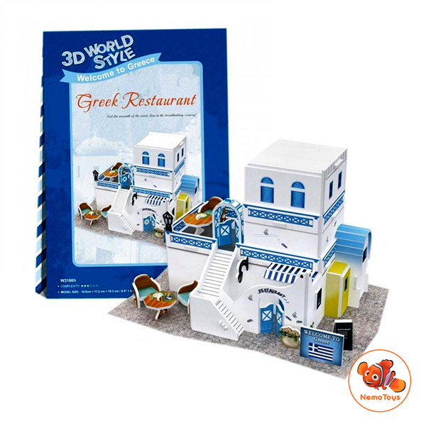  Mô hình giấy 3D CubicFun - Bộ nhà truyền thống Hy Lạp -  Greek Restaurant - W3166h 