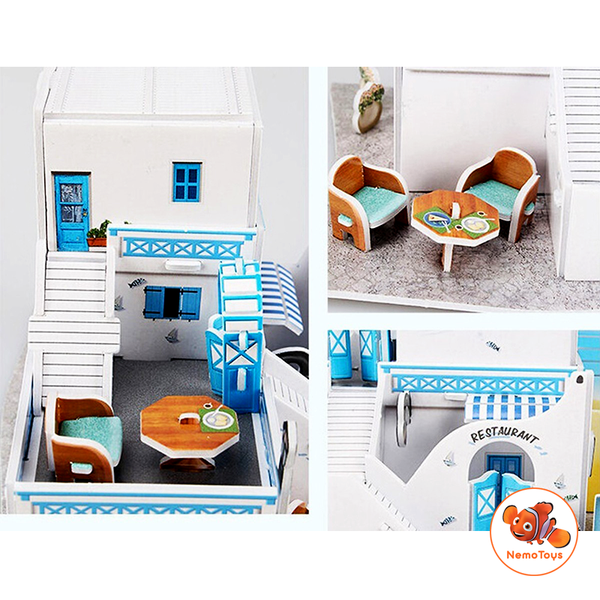  Mô hình giấy 3D CubicFun - Bộ nhà truyền thống Hy Lạp -  Greek Restaurant - W3166h 