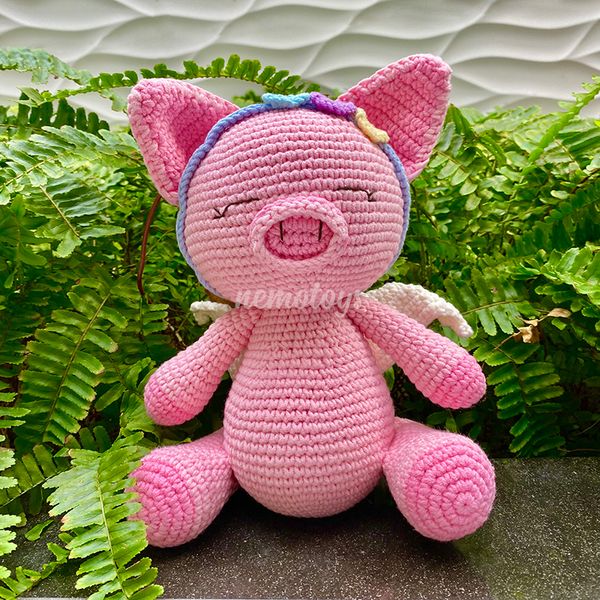  HEO THIÊN THẦN  (30CM) - Thú bông bằng len handmade, Thú len Amigurumi, Búp bê len handmade 