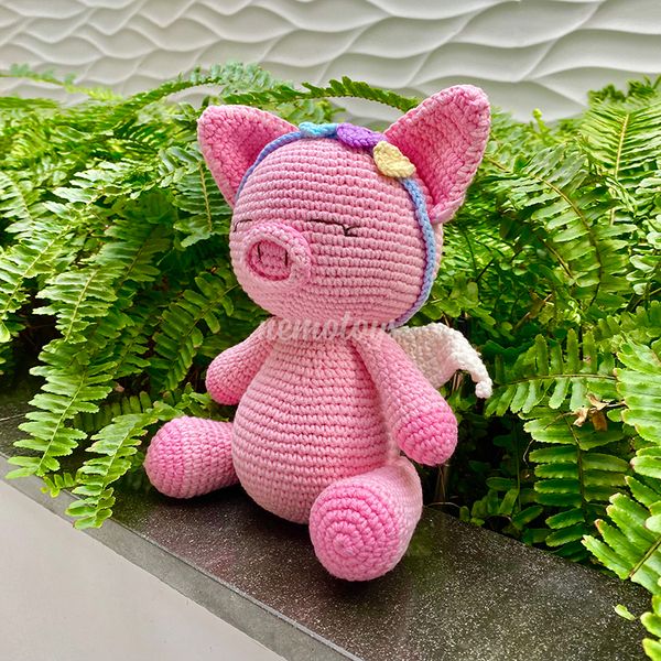  HEO THIÊN THẦN  (30CM) - Thú bông bằng len handmade, Thú len Amigurumi, Búp bê len handmade 