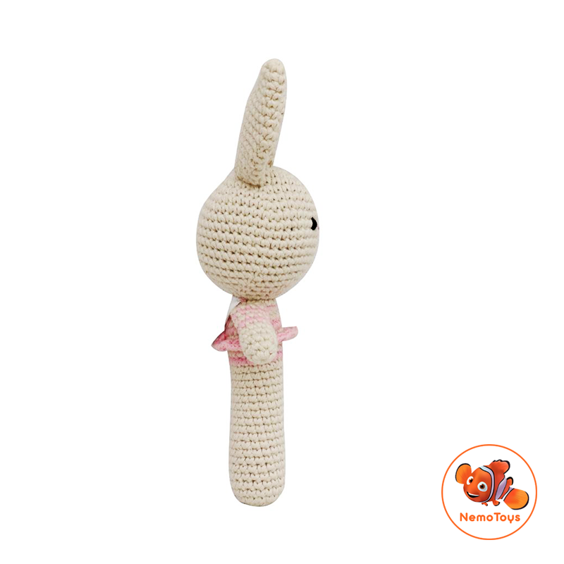 Gậy Lục Lạc Thỏ Gái - Đồ chơi len Handmade