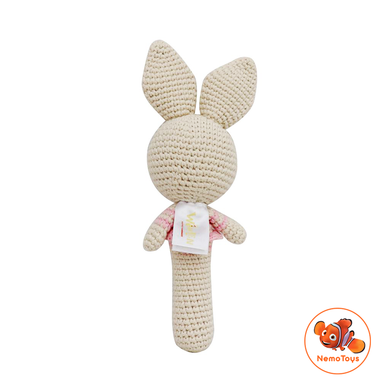 Gậy Lục Lạc Thỏ Gái - Đồ chơi len Handmade
