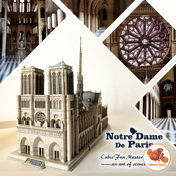  Mô hình giấy 3D Cubicfun - Nhà thờ Đức Bà Pari -Notre Dame De Paris- Pháp (MC054h) 