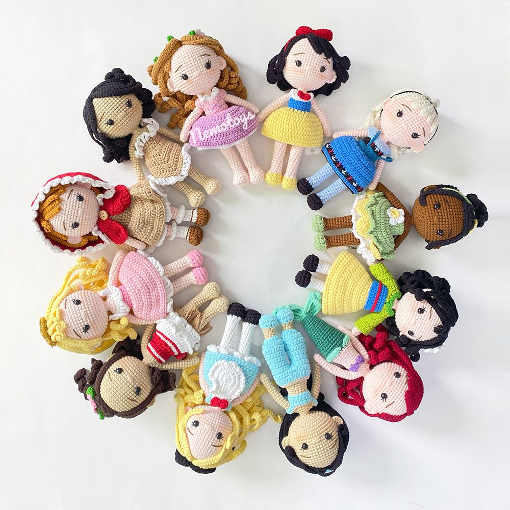 CÔNG CHÚA DISNEY - Búp bê len Amigurumi, Búp bê bằng len handmade NemoToys