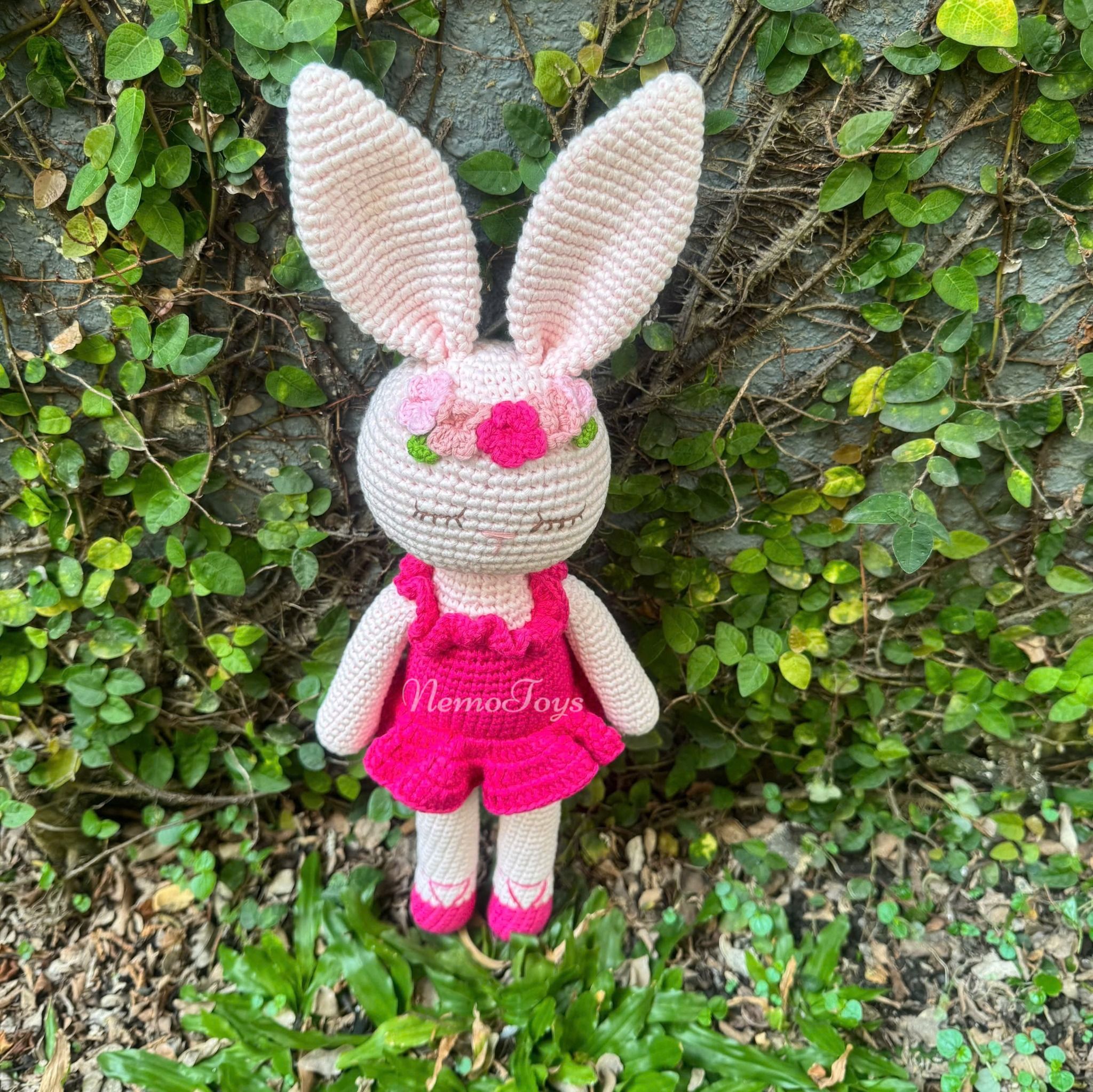 THỎ HỒNG SEN - Thú bông bằng len – Thú len nhồi bông Amigurumi – NemoToys NemoHandmade