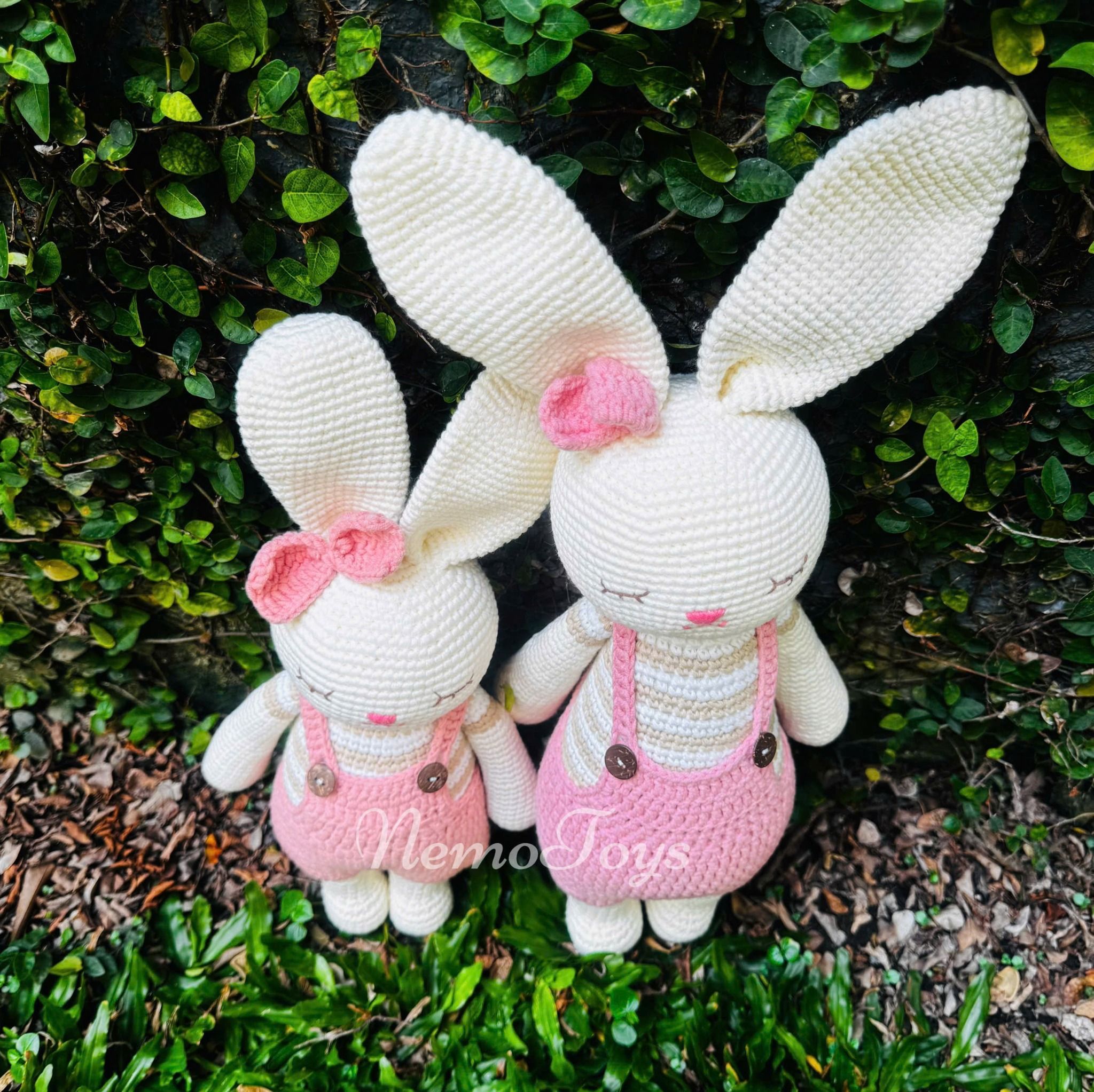 THỎ LALA SỌC NHỎ - Thú bông bằng len – Thú len nhồi bông Amigurumi – NemoToys NemoHandmade