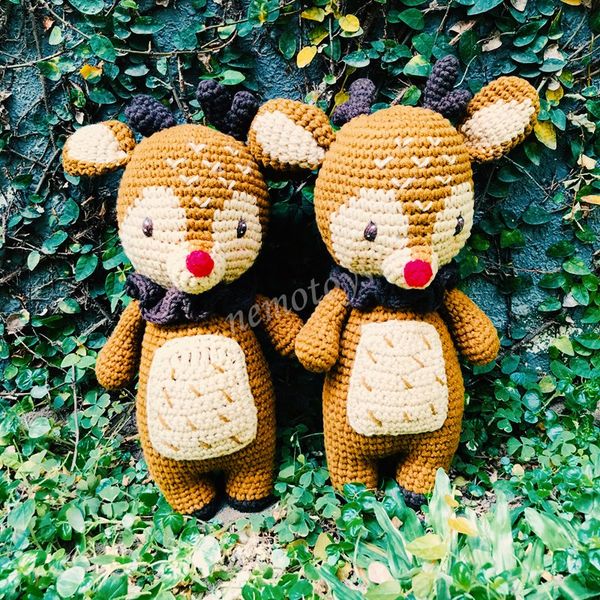  TUẦN LỘC MŨI ĐỎ - 30CM - Thú bông bằng len handmade, Thú len nhồi bông 