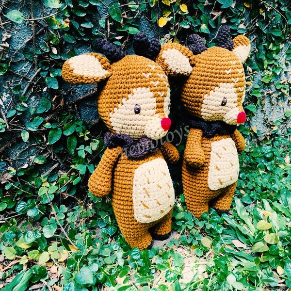  TUẦN LỘC MŨI ĐỎ - 30CM - Thú bông bằng len handmade, Thú len nhồi bông 