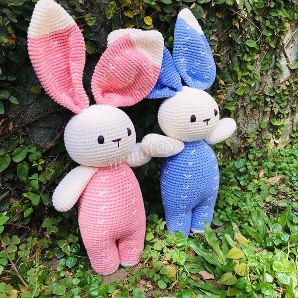  THỎ THÊU V - Thú bông bằng len handmade, Thú len Amigurumi, Búp bê len handmade 