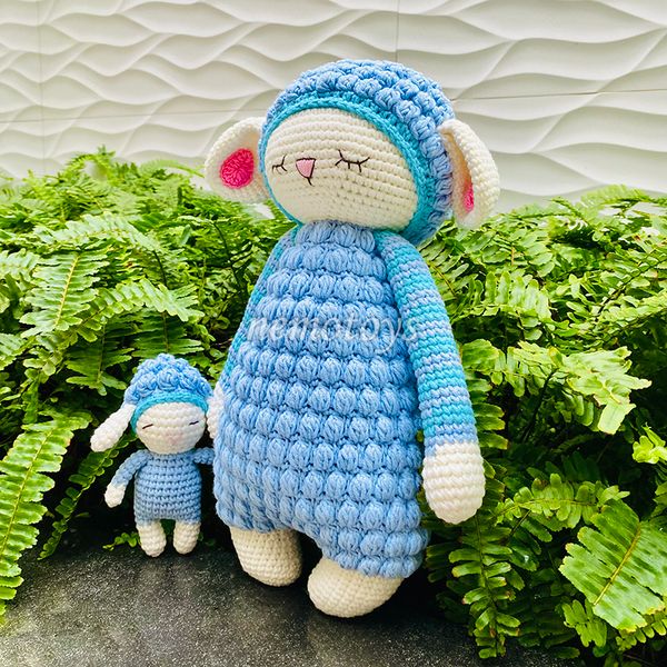  SET CỪU MẸ, CON XANH (40CM, 15CM )- Thú bông bằng len handmade, Thú len Amigurumi, Búp bê len handmade 