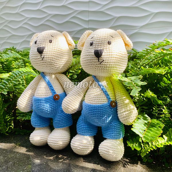  GẤU QUẦN XANH (30CM) - Thú bông bằng len handmade, Thú len Amigurumi, Búp bê len handmade 