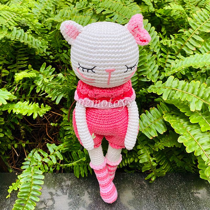  MÈO MYMY TẤT SỌC 35CM - Thú bông bằng len handmade, Thú len Amigurumi, Búp bê len handmade 