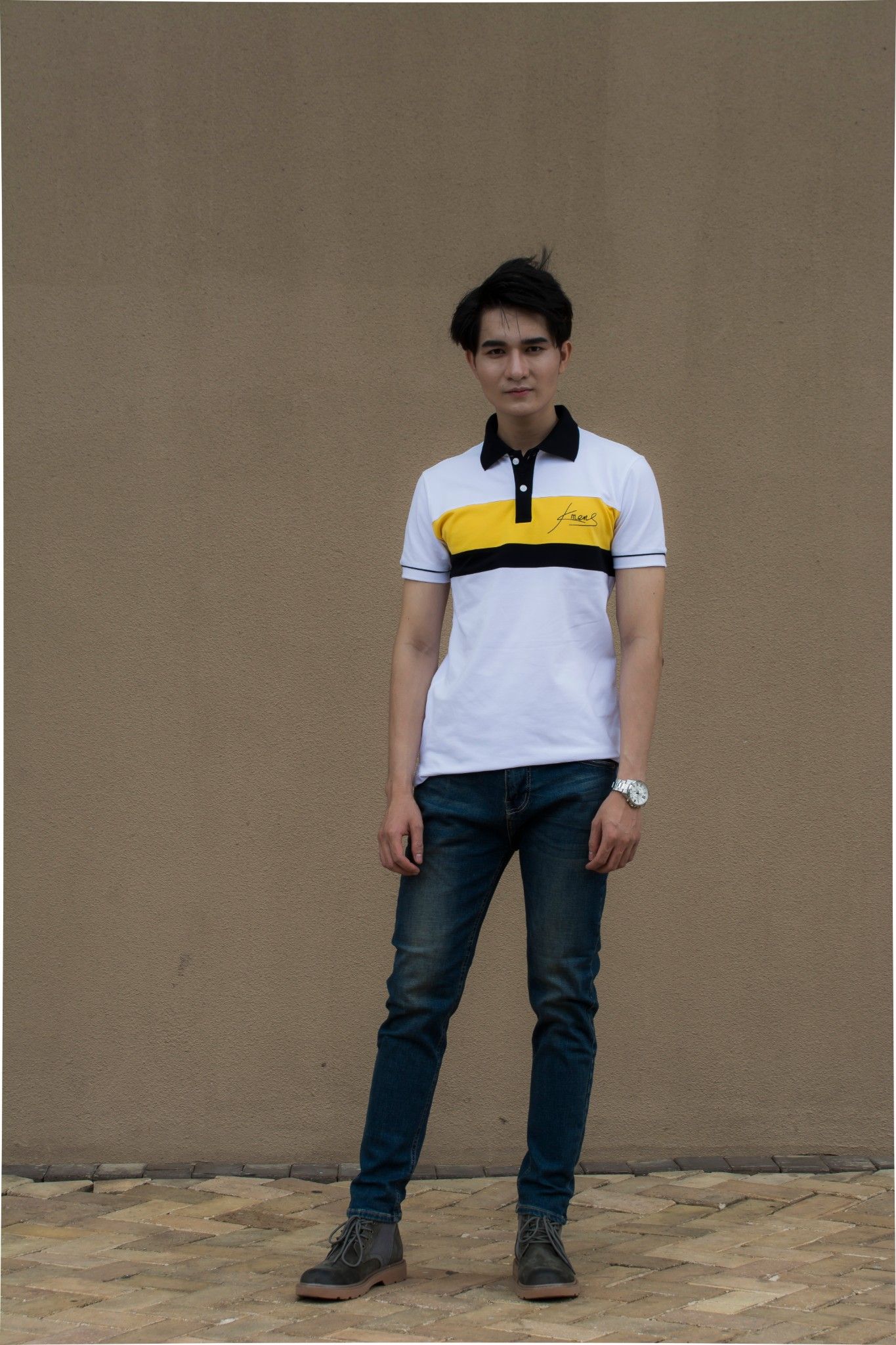 Áo Thun Nam Tay Ngắn Cổ Trụ Polo Phối - M2