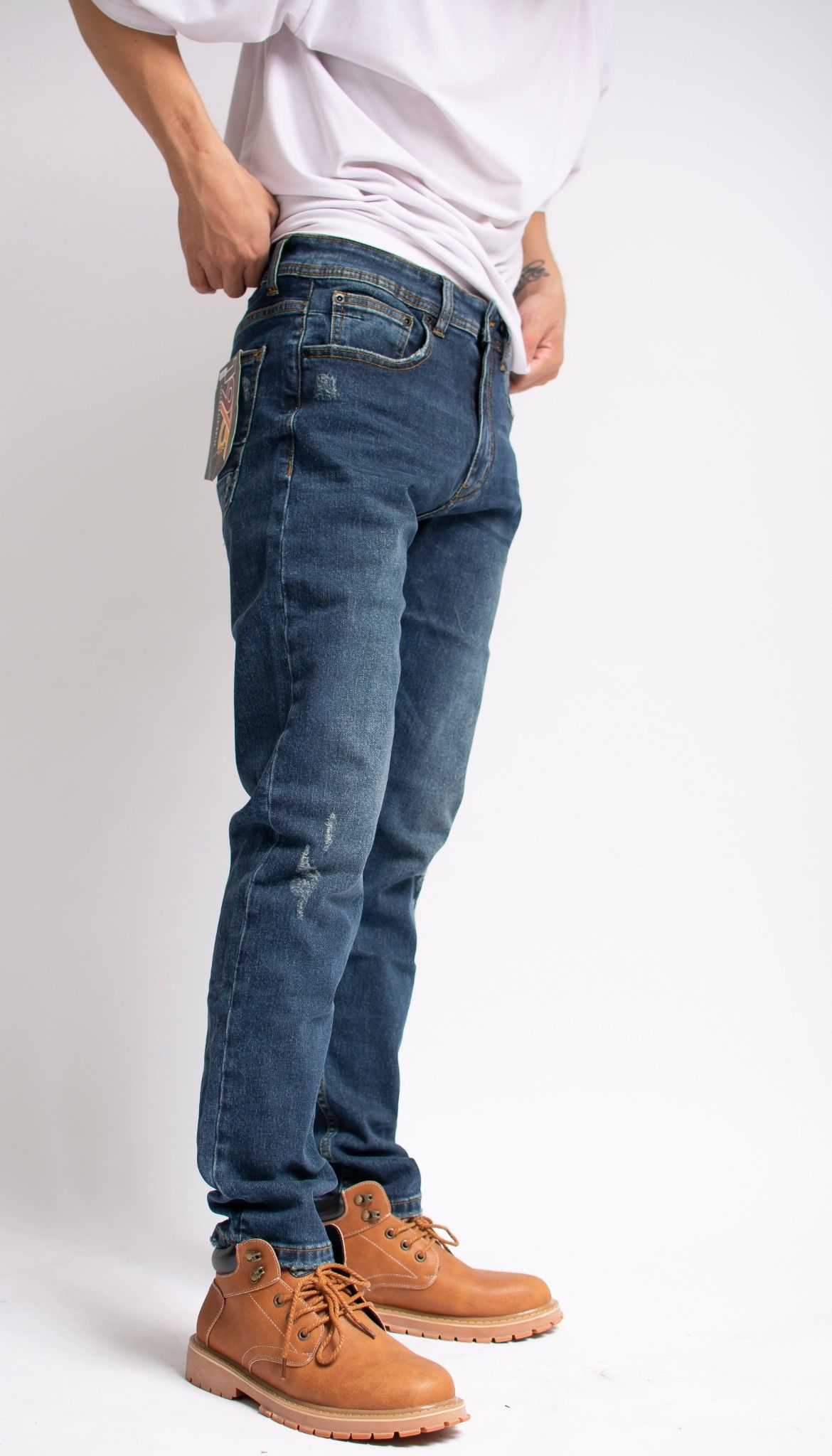 Quần Jeans Nam Dài Xanh Đen Washed - QJ019