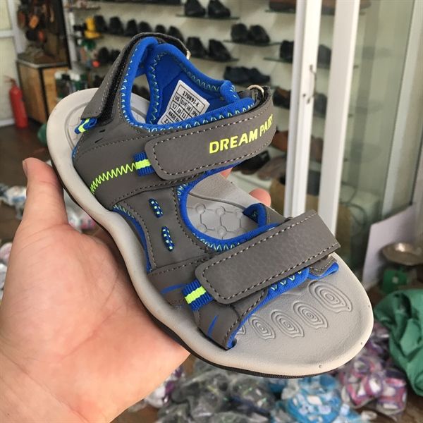 Sandal trẻ em quai dán Dream pairs - Ghi viền xanh biển