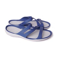 Dép sandal nữ Crocs 3 quai chéo- Xanh biển